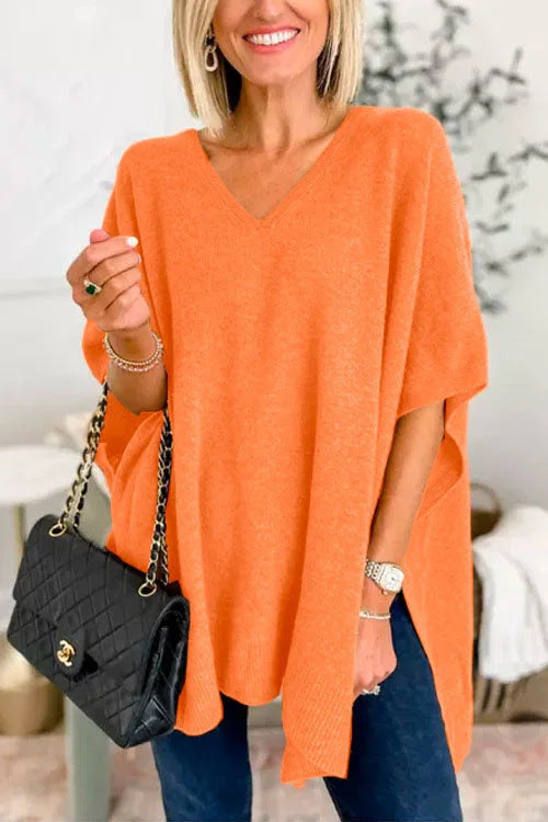 Cloak Cover V-neck Loose Sweater Top