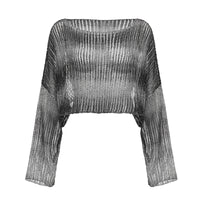 Hollow Tie-dyed Loose Short Breathable Sweater Woven Blouse Temperament Women's Sun-proof All-matching Top