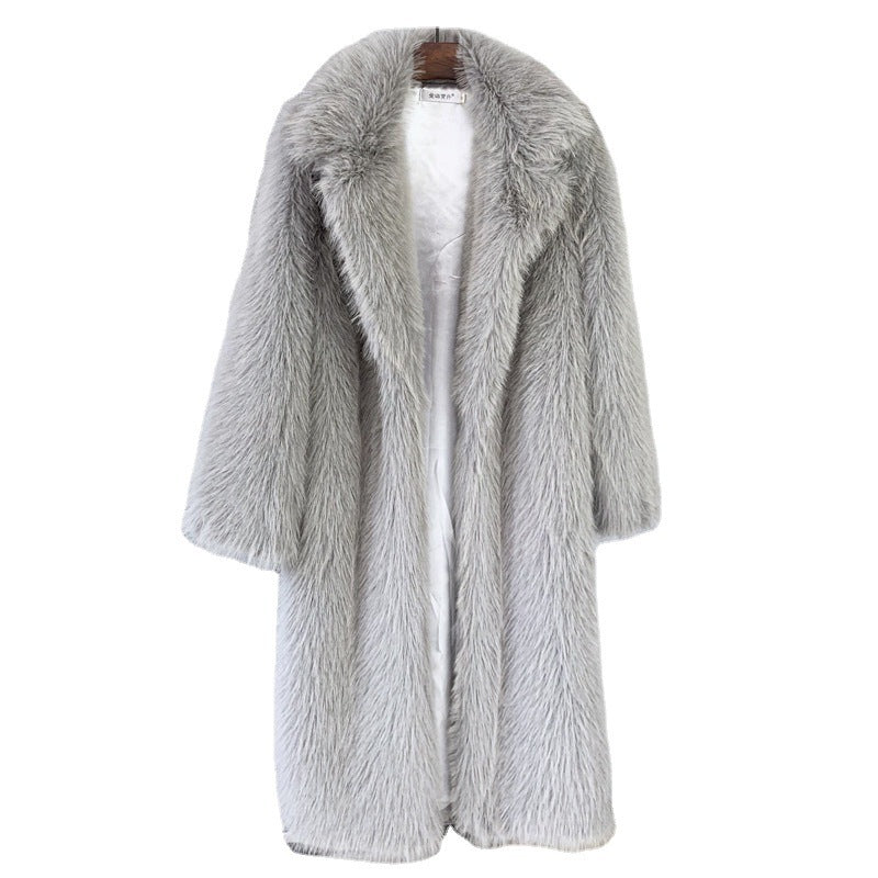 Autumn And Winter Women's Suit Collar Coat Artificial Environmental Fur