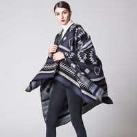 Geometric Puzzle Cloak Thicken And Lengthen Warm Air Conditioning Shawl Travel Blanket