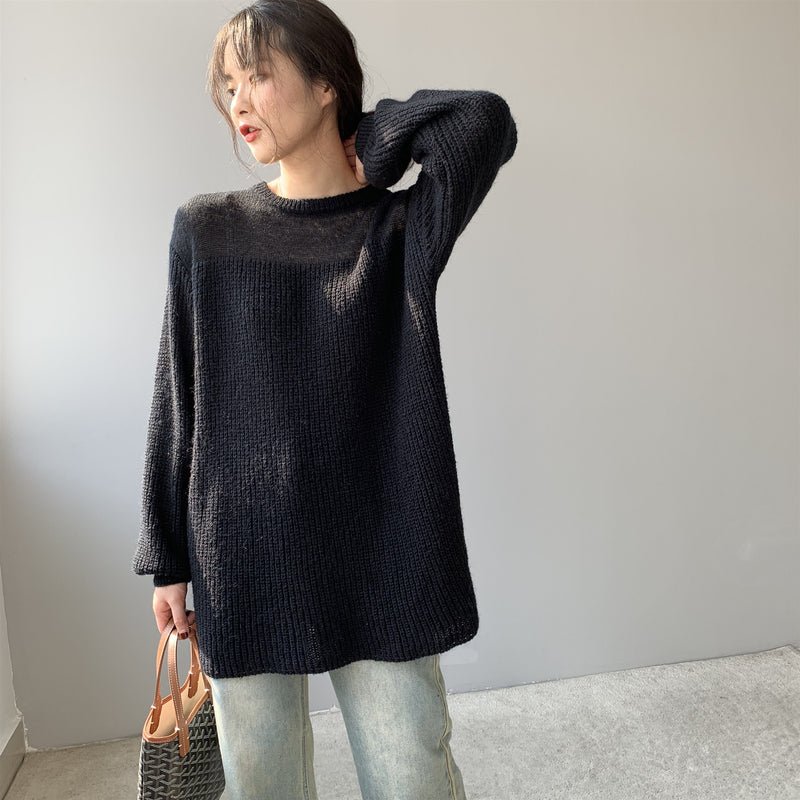 Women's Round Neck Loose  Long Sleeve Sweater