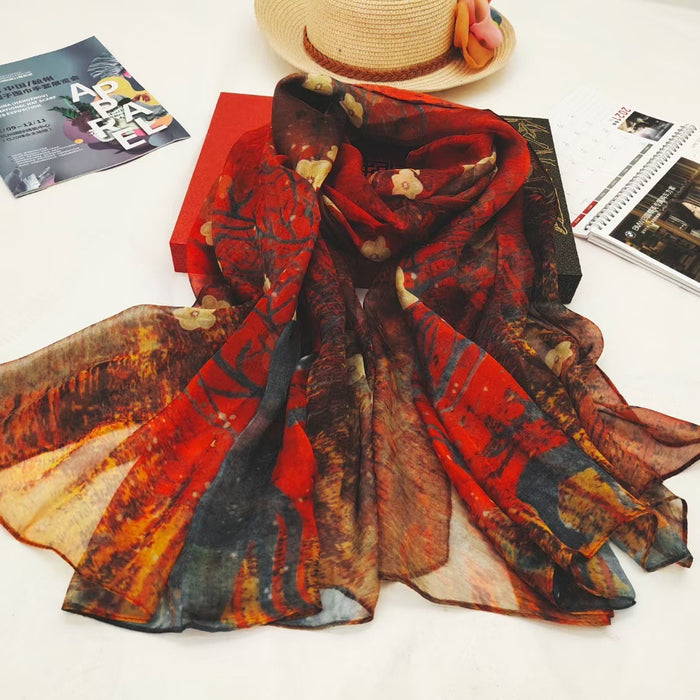 Women's Autumn Digital Inkjet Printing  Silk Scarf