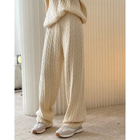 Women's Lazy Twisted High Waist Wide Leg Knitted Pants