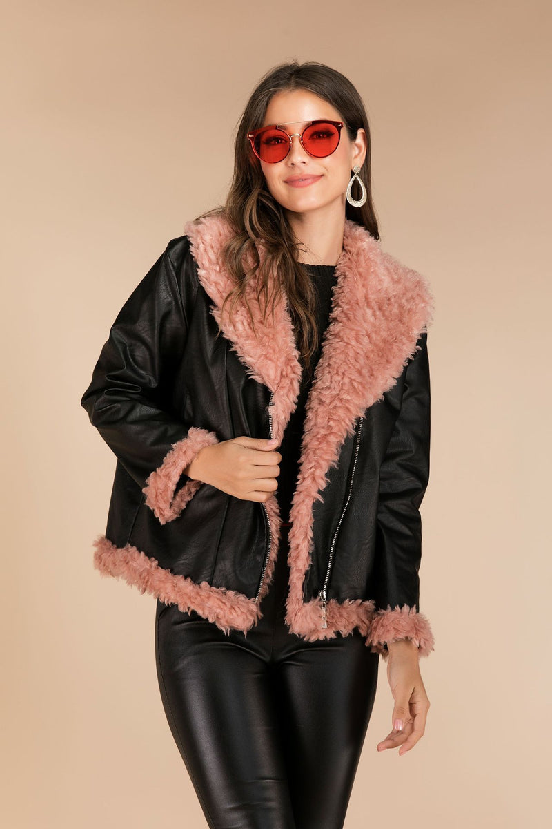 Imitation raccoon fur sheepskin leather jacket