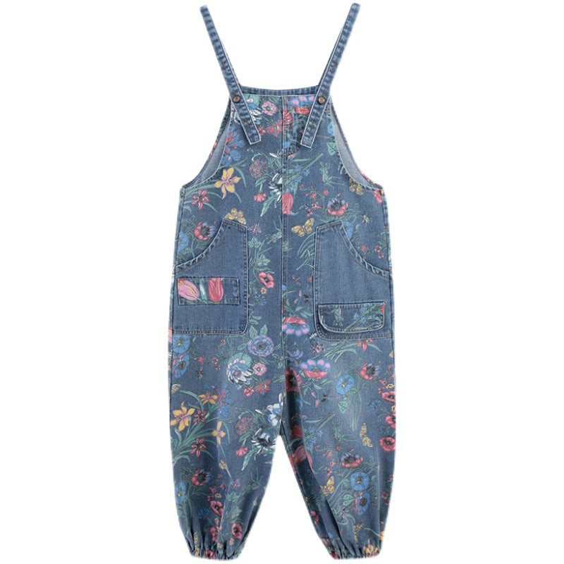 Spring Lean Print Jean Overalls For Women