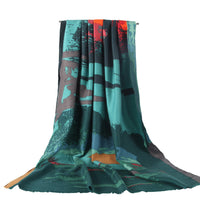 Printed double-sided satin graffiti scarf