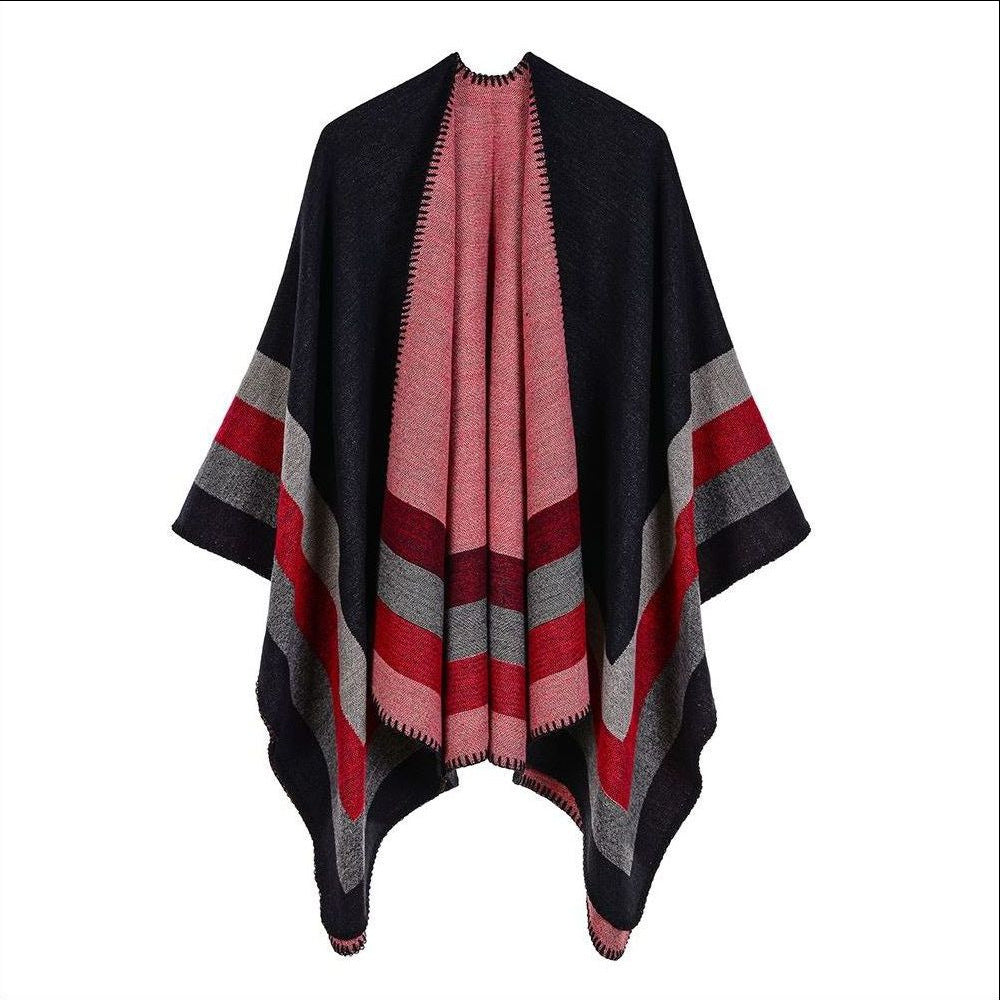 Four-bar large frame split cashmere cloak