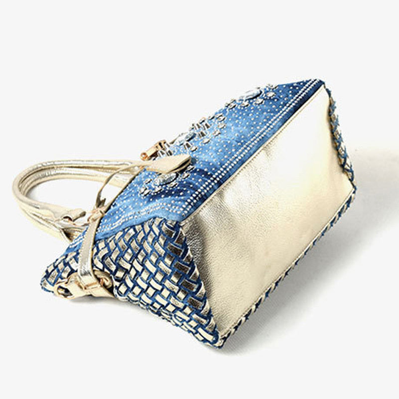 New Diamond-studded Denim Single-shoulder Messenger Bag