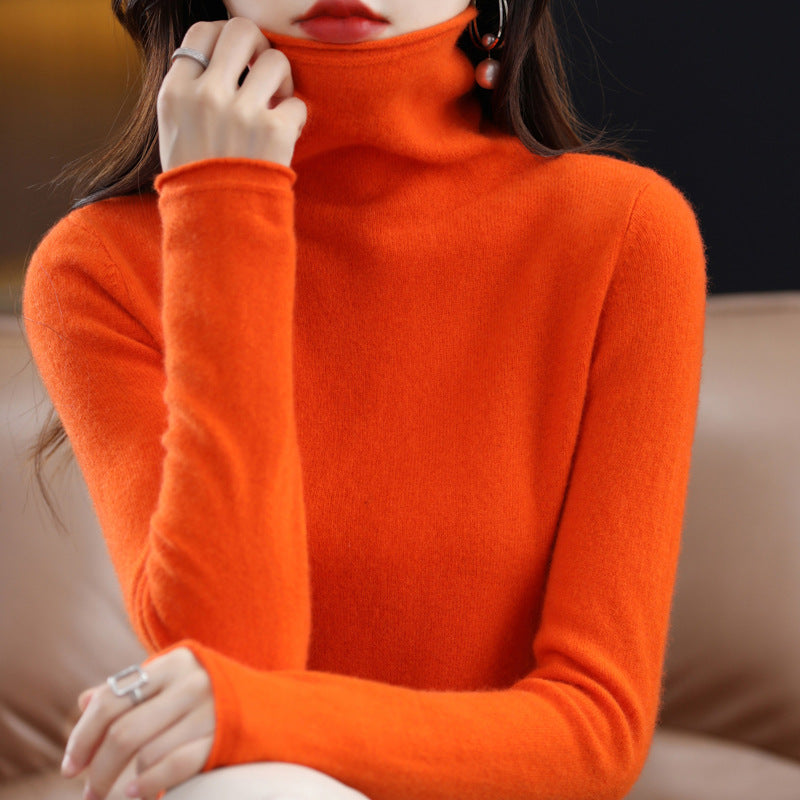 Pile Collar Woolen Sweater Women's Bottoming Shirt Turtleneck Sweater