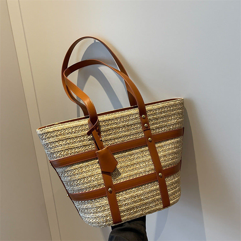 Women's Large Capacity Fashion Shoulder Woven Bag