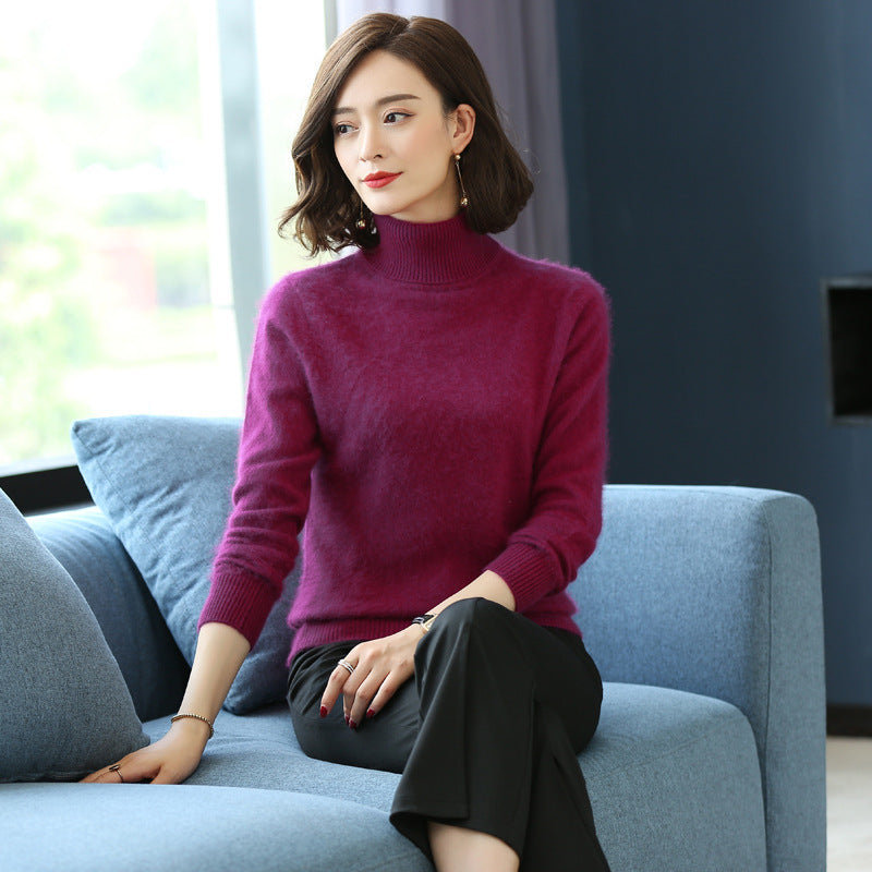 Turtleneck Pullover Short Loose Cashmere Knitted Mink Velvet Bottoming Shirt Sweater