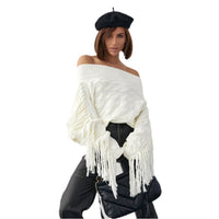 Pure Color Elegant Style Woolen Tassel Design Sweater Autumn And Winter