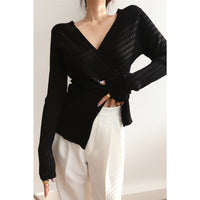 Women's Cross Irregular Slim Fit Knitted All Match Top