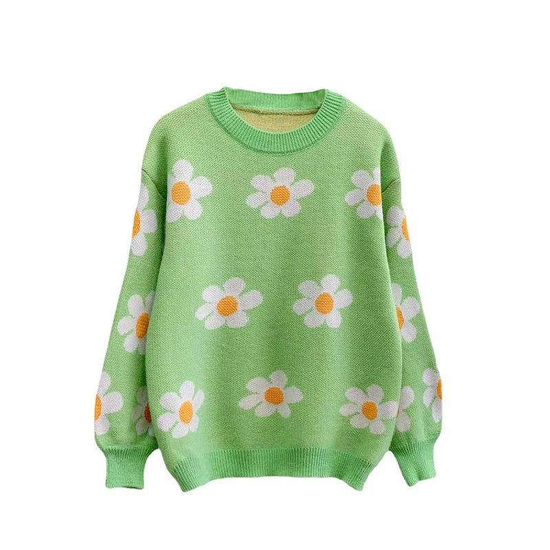 Women's Short Flower Pullover Sweater