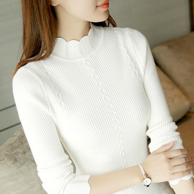 Pullover Women's Long-sleeved Sweater Short Half High Collar