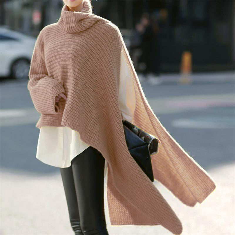 European And American Women's Long-sleeved Turtleneck Sweater Knit Pullover Loose