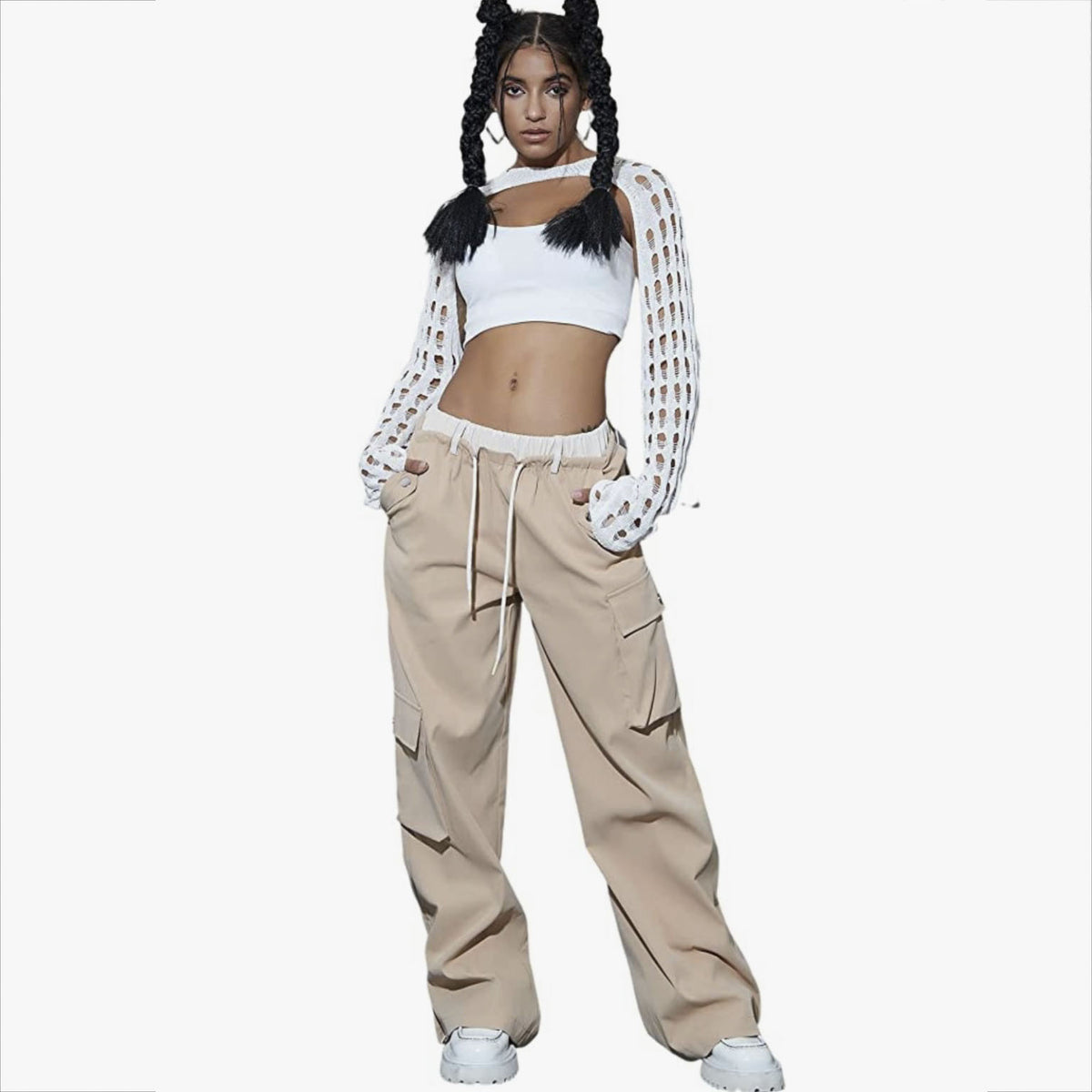 Fake Two-piece Pocket Zipper Casual Pants