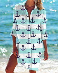 Women's Vacation Beach Bikini Jacket Printed Shirt