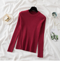 New Round Neck Sunken Stripe Knitwear For Women