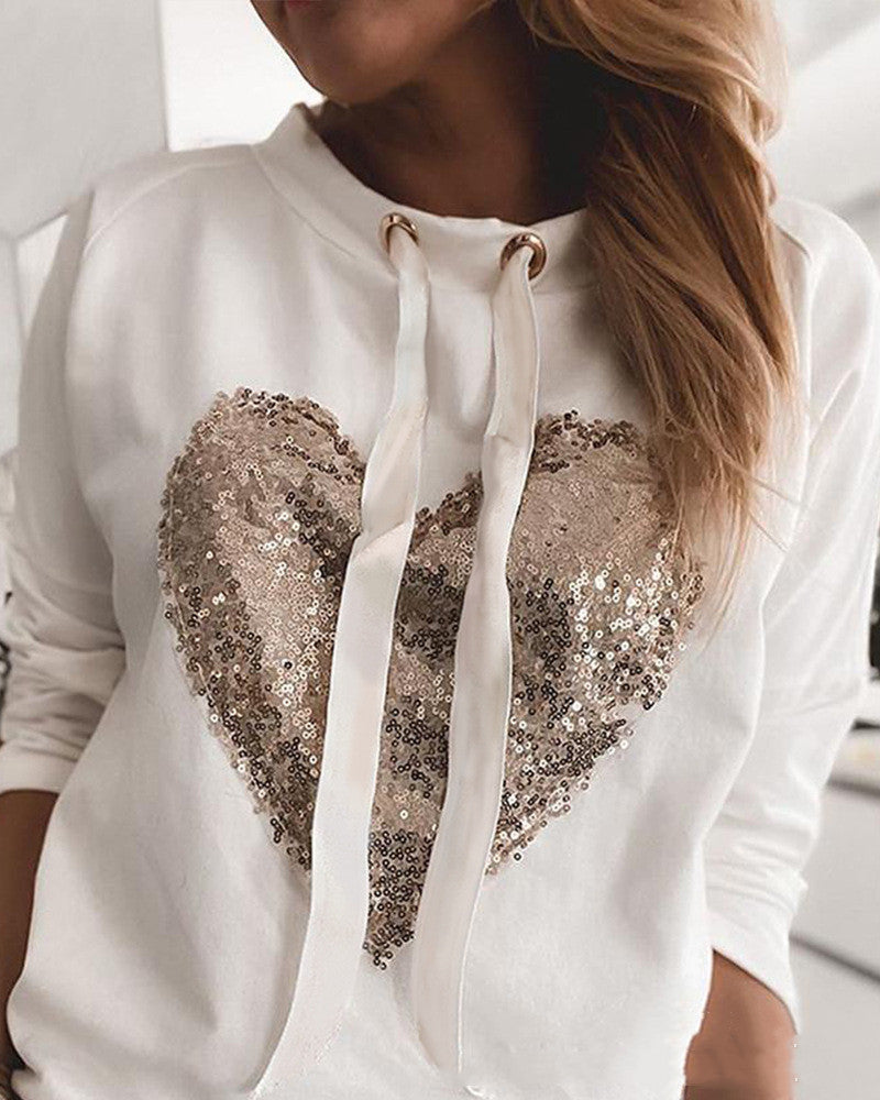 Women's Sequin Patch Casual Long-Sleeved Sweater