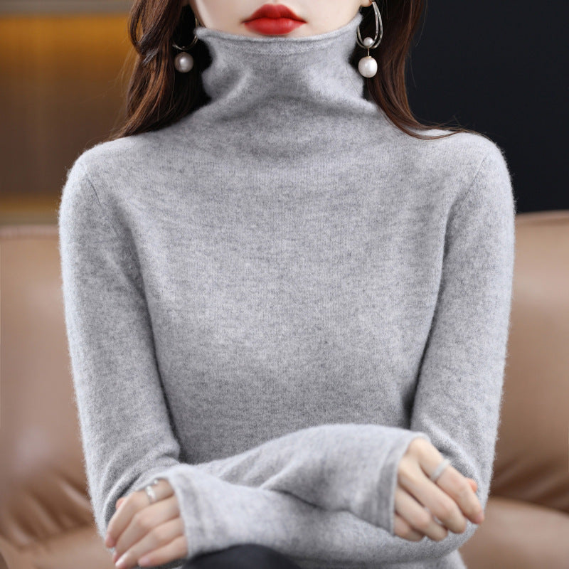 Pile Collar Woolen Sweater Women's Bottoming Shirt Turtleneck Sweater