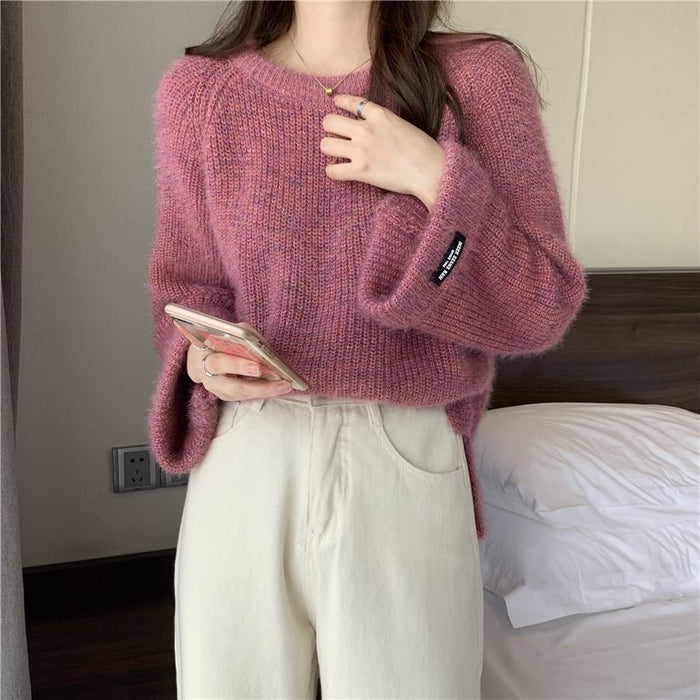 Milk Style Wear Top Gentle Colorful Dots Lazy Sweater Loose All-match