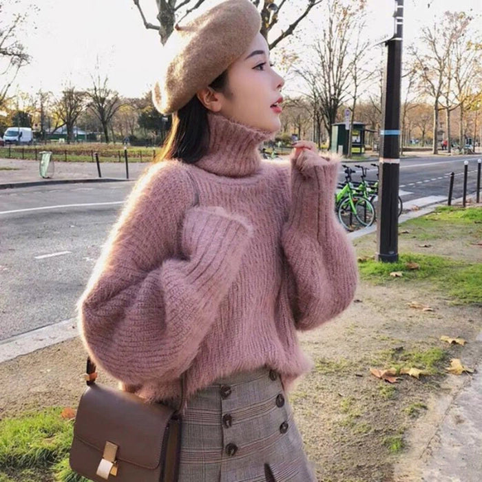 Loose Lotus Root Mohair Outside Wear Sweater For Women