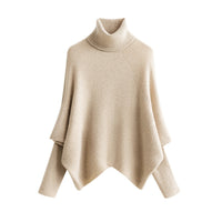 Fashionable Sleeve Knitted Cashmere Bat Turtleneck Pullover