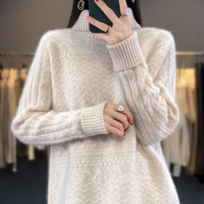 Women's High Lapel Sweater Loose And Idle Knitted Bottoming Sweater