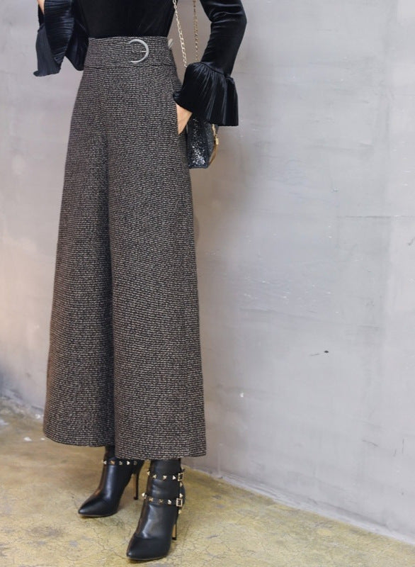 Autumn And Winter New Woolen Wide-leg Pants Women