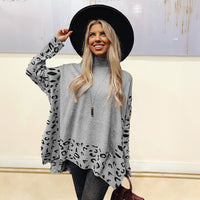 New Printed Long Sleeve High Collar Loose Casual Top For Women