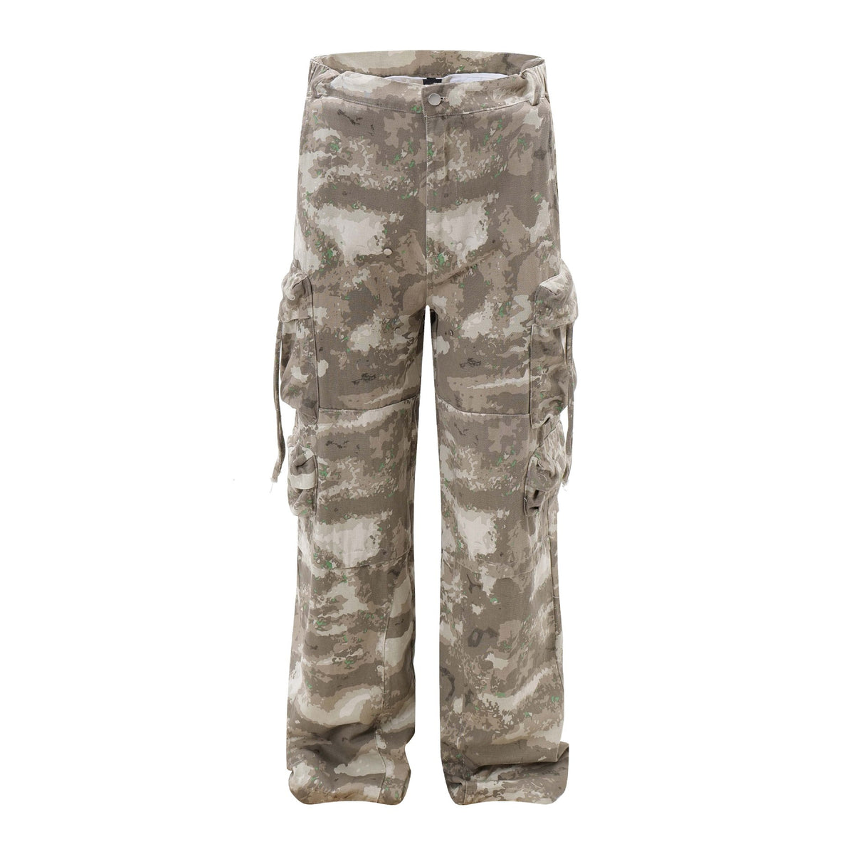 Multi-pocket Camouflage Denim Overalls Loose Wide-leg Straight Trousers