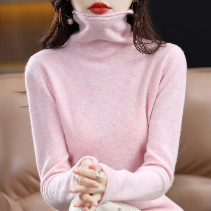 Pile Collar Woolen Sweater Women's Bottoming Shirt Turtleneck Sweater