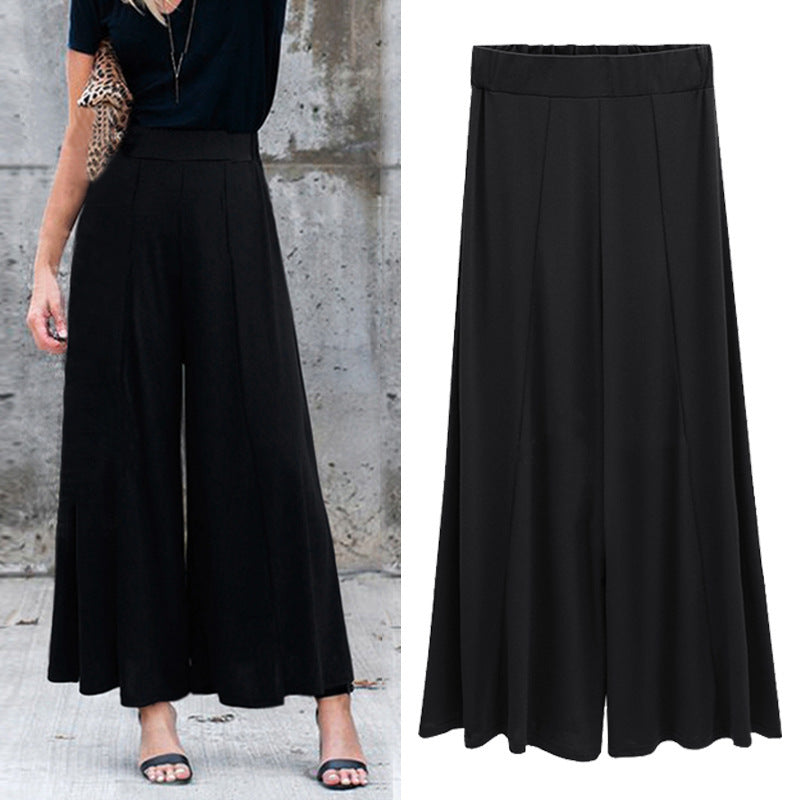 High waist nine points casual pants wide leg pants