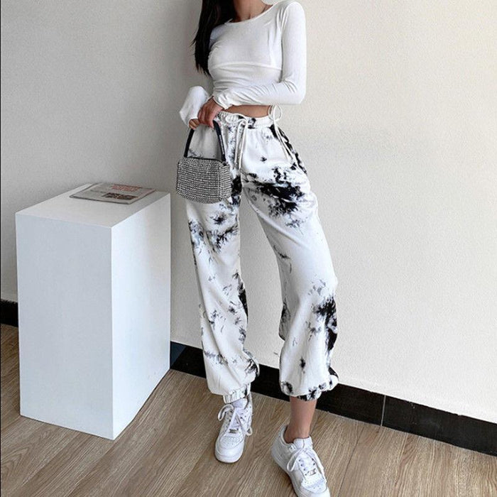 Women's Trendy All-match Tie-dye High-waist Slim Casual Pants