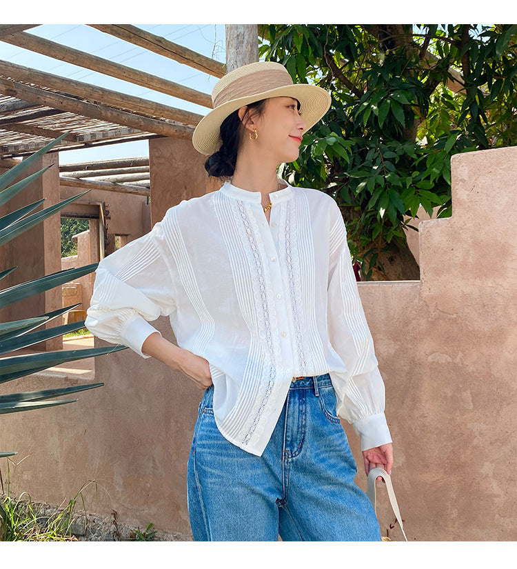 Women's Long-sleeved French Cotton Shirt