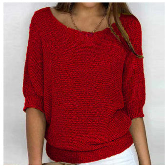 Solid Color Round Neck Sweater Women's