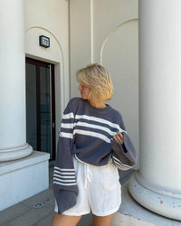 Striped Contrast Color Knitwear Casual All-matching Tops