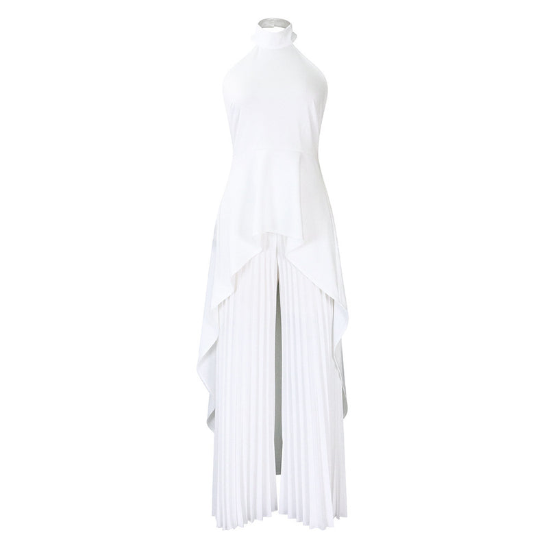 Fashion Casual Set Summer Socialite Private Wear Backless Top Pleated Wide-leg Trousers