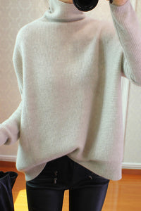 Turtleneck Loose Lazy Sweater Color Cardigan Knitted Bottoming Shirt