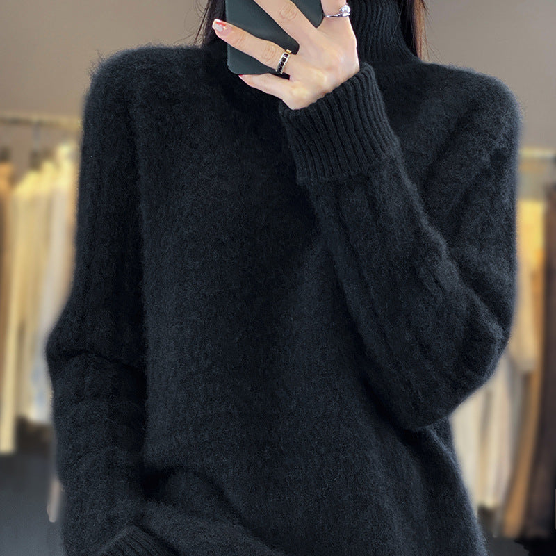 Women's High Lapel Sweater Loose And Idle Knitted Bottoming Sweater