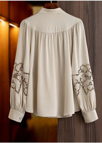 Loose Lace Openwork Shirt Embroidered Off-the-shoulder