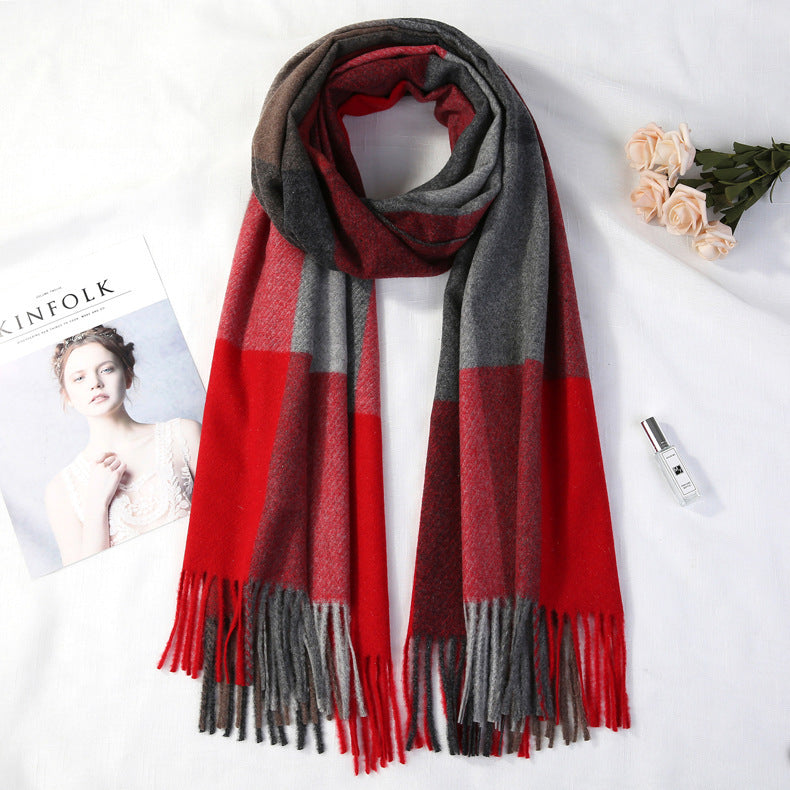 Cashmere warm plaid shawl