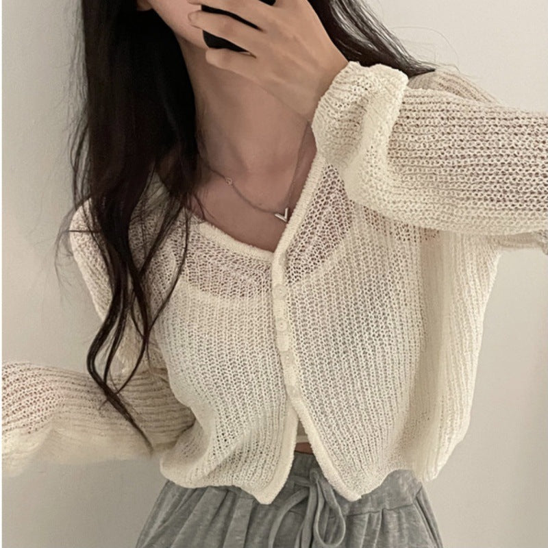 Thin Sun Protection Knitted Cardigan For Women