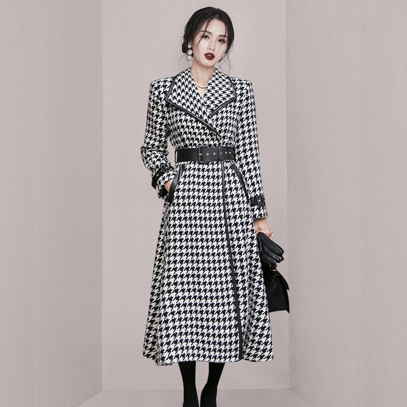 Western Style Lapel Waist Waist Fashionable Long Coat