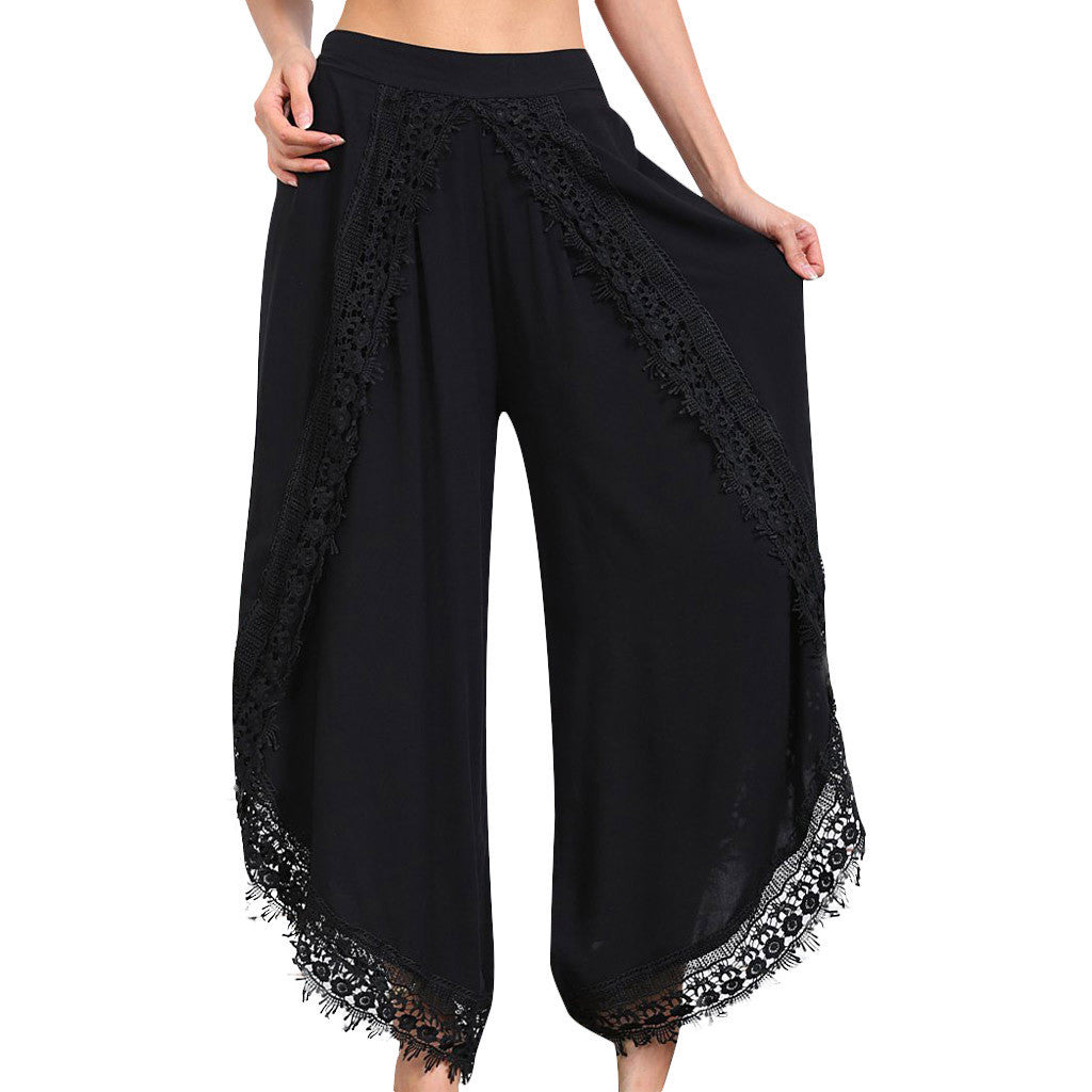 Lace fashion wide-leg pants