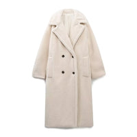 Autumn And Winter New Women's Solid Color Casual Long Lamb Wool Coat