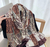 Printed Cotton And Linen Scarf Warm Outer Shawl