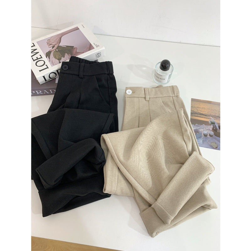 Draping Effect Harem Pants Loose Wool Suit Pants Casual Pants Cropped Pants