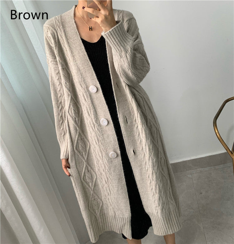 Lazy Style Loose Twist Sweater Coat Knitted Cardigan